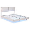 Artiss Double Bed Frame RGB LED Floating Beds Adjustable Headboard Beige White-2