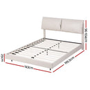 Artiss Double Bed Frame RGB LED Floating Beds Adjustable Headboard Beige White-3