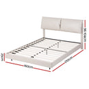 Artiss Queen Bed Frame RGB LED Floating Beds Adjustable Headboard Beige White-2