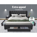 Artiss Mila Bed Frame Storage Drawers Fabric - Charcoal King-6