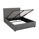 Artiss Tiyo Bed Frame Fabric Gas Lift Storage - Grey Double-2