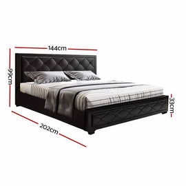 Artiss Bed Frame Double Size Gas Lift Black TIYO - 0