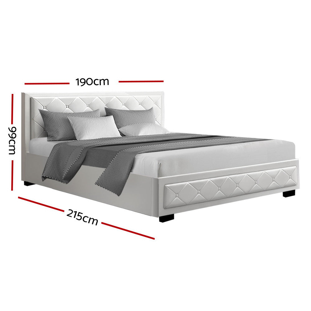 Artiss Bed Frame King Size Gas Lift White TIYO - 0