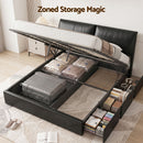 Artiss King Bed Frame Gas Lift Storage 3 Drawers Adjustable Headboard Platform Bed Black-4