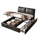 Artiss Queen Bed Frame Gas Lift Storage 3 Drawers Adjustable Headboard Platform Bed Black-1