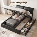 Artiss Queen Bed Frame Gas Lift Storage 3 Drawers Adjustable Headboard Platform Bed Black-4