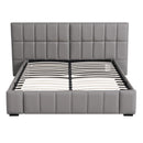 Artiss Double Size Upholstered Gas Lift Bed Frame with Foldable Bench PVC Leather Platform Bed with Storage-4