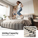 Artiss Double Size Upholstered Gas Lift Bed Frame with Foldable Bench PVC Leather Platform Bed with Storage-7