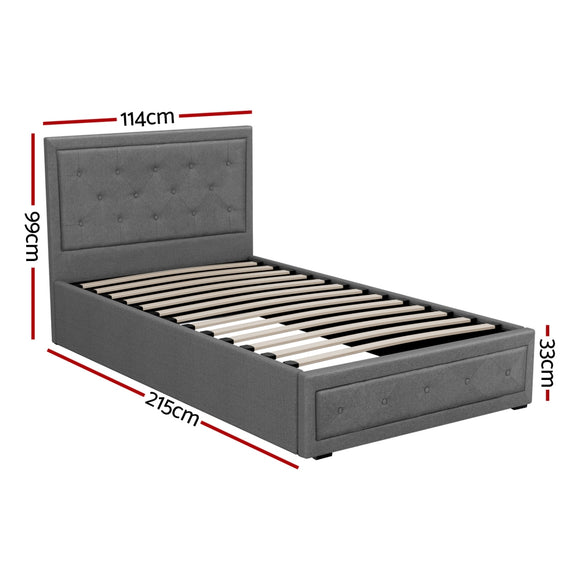 Artiss Bed Frame King Single Size Gas Lift Mattress Base with Storage Fabric