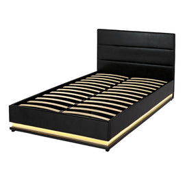 Artiss RGB LED Bed Frame King Single Size Gas Lift Base Storage Leather LUMI - 0