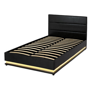 Artiss RGB LED Bed Frame King Single Size Gas Lift Base Storage Leather LUMI - 0