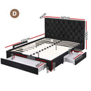 Artiss Double Bed Frame Storage Charging Station Upholstered 3 Drawers USB Type-C-2