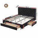 Artiss King Bed Frame Storage Charging Station Upholstered 3 Drawers USB Type-C-3