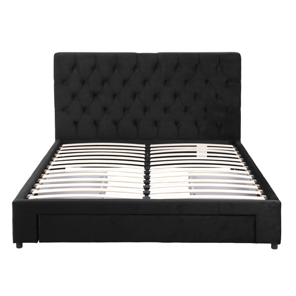 Artiss Queen Bed Frame Storage Charging Station Upholstered 3 Drawers USB Type-C