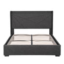 Artiss Double Bed Frame Gas Lift Storage Bed with Charging Ports Upholstered Geometric Headboard Charcoal Grey-4
