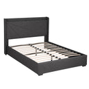 Artiss Queen Bed Frame Gas Lift Storage Bed with Charging Ports Upholstered Geometric Headboard Charcoal Grey-2