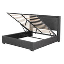 Artiss Queen Bed Frame Gas Lift Storage Bed with Charging Ports Upholstered Geometric Headboard Charcoal Grey-5