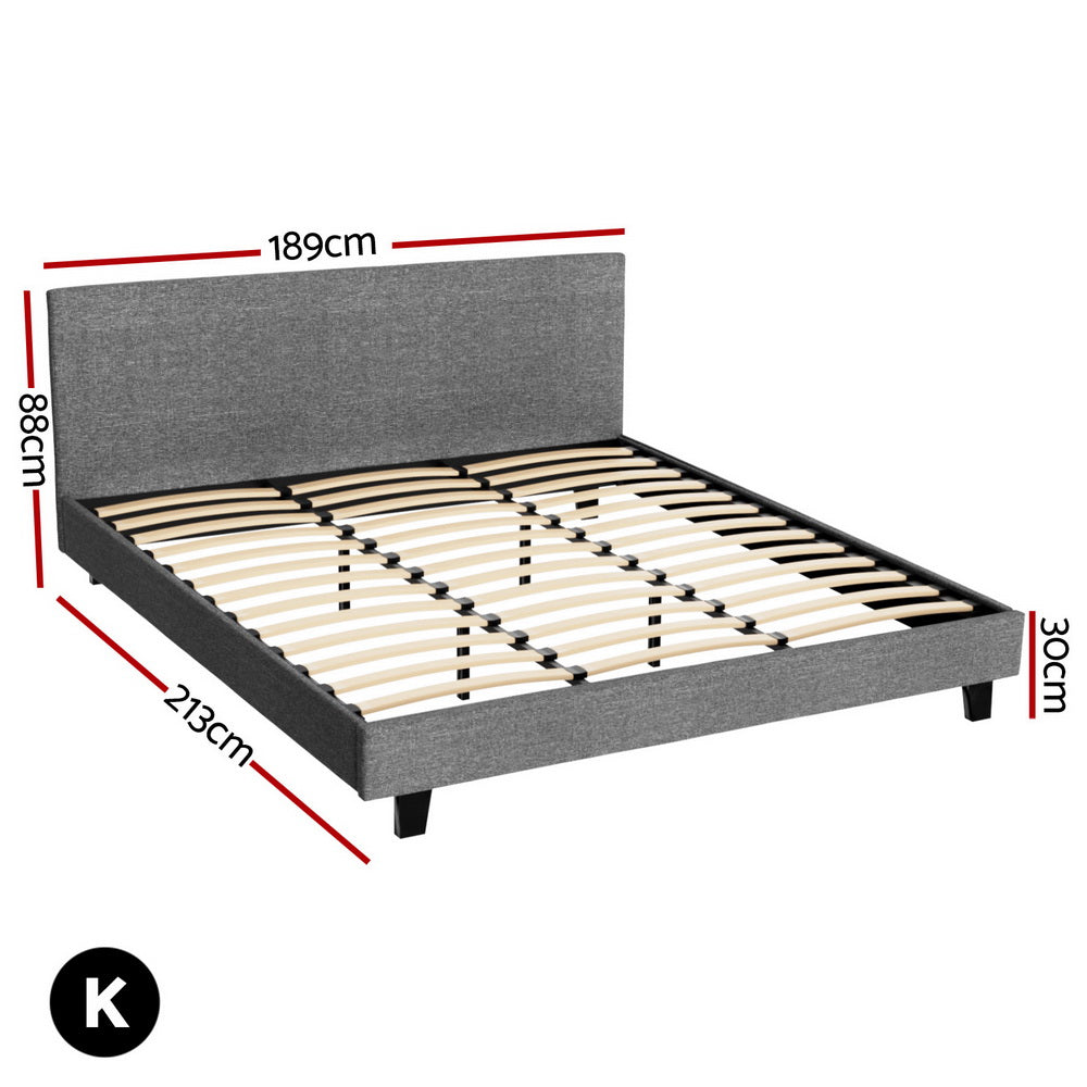 Artiss Bed Frame King Size Grey NEO - 0