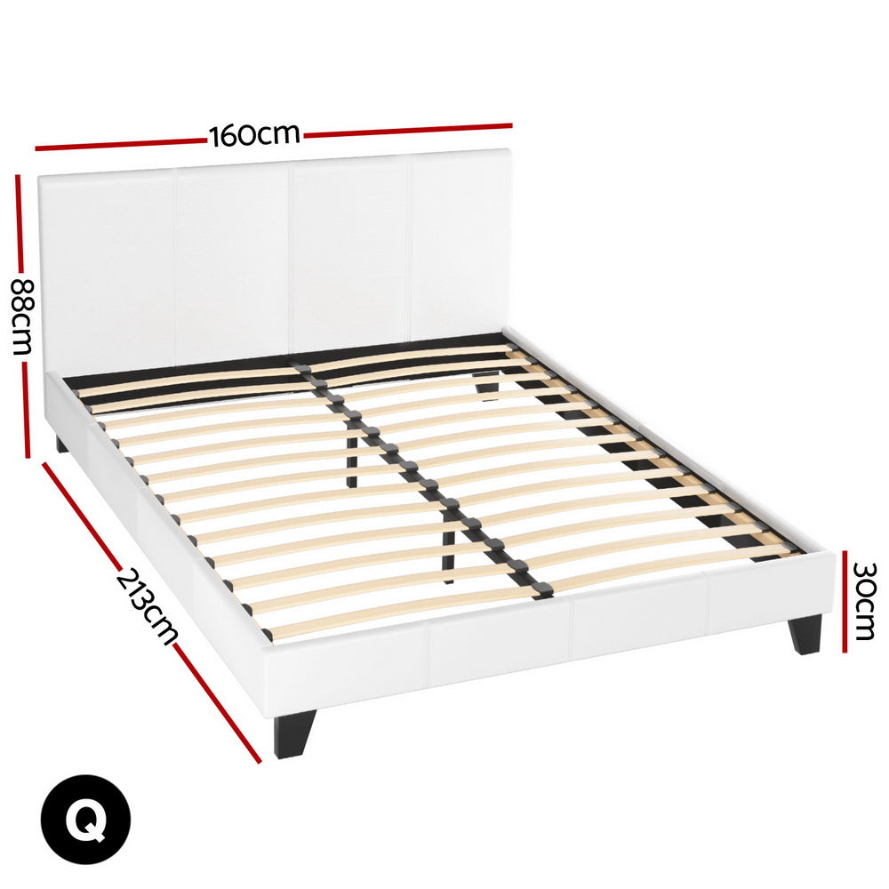 Artiss Bed Frame Queen Size White NEO - 0