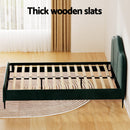 Artiss Bed Frame Queen Size Velvet Dark Green OLAN-5