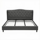 Artiss King Bed Frame with Wingback Headboard Grey Linen Upholstered Platform Bed Base-3