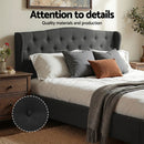 Artiss Queen Bed Frame Wingback Headboard Charcoal Grey Linen Upholstered Platform Bed Base-4