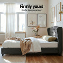 Artiss Queen Bed Frame Wingback Headboard Charcoal Grey Linen Upholstered Platform Bed Base-6
