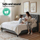 Artiss Queen Bed Frame with Wingback Headboard Grey Linen Upholstered Platform Bed Base-5