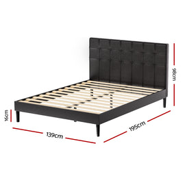 Artiss Bed Frame Double Size LED Black RAVI - 0