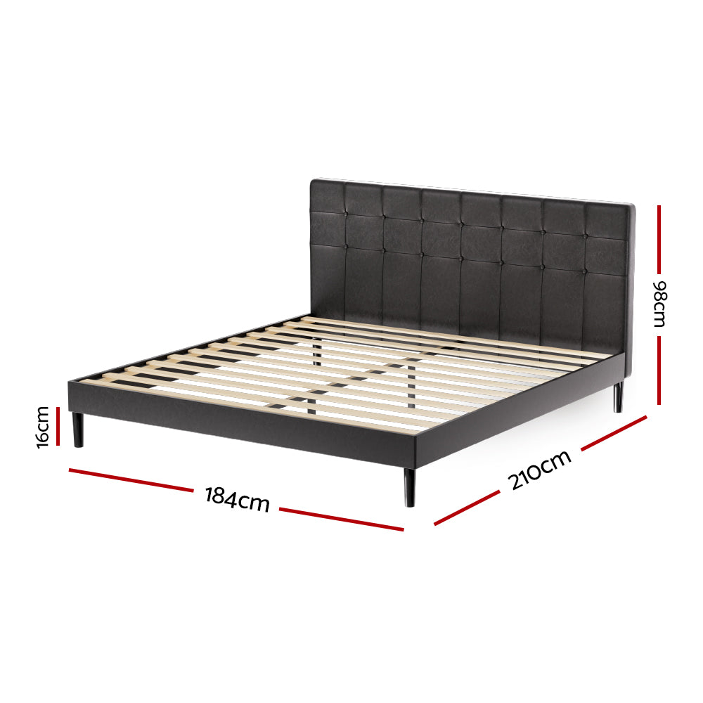 Artiss Bed Frame King Size LED Black RAVI - 0