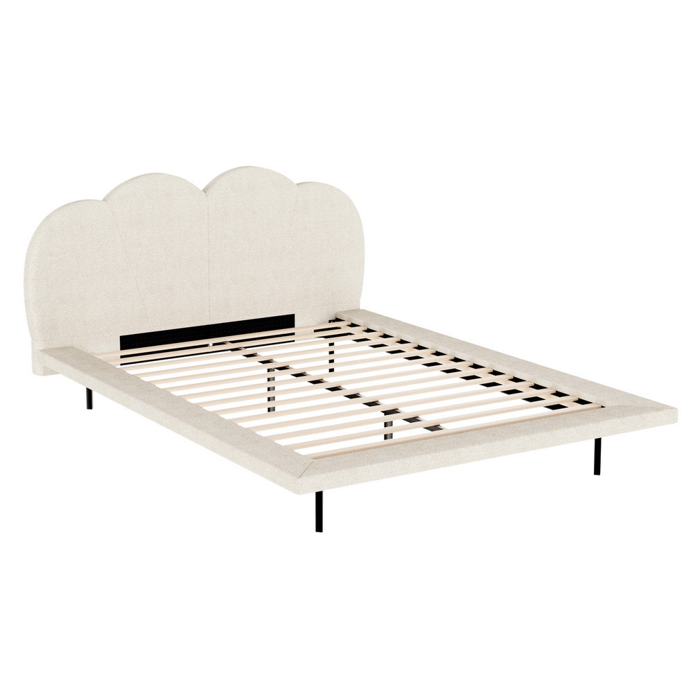 Artiss Bed Frame Queen Size Boucle Beige SASA