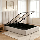 Artiss Bed Frame Double Size Beige TETTE-1