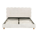 Artiss Double Bed Frame Cloud Headboard Boucle Fabric Mattress Platform Base White-3