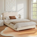 Artiss King Single Bed Frame Cloud Headboard Boucle Fabric Mattress Platform Base White-7