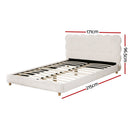 Artiss Queen Bed Frame Cloud Headboard Boucle Fabric Mattress Platform Base White-2