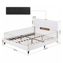 Artiss Queen Bed Frame with Storage Adjustable Headboard Platform Base Linen Fabric Charging Ports-2