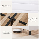 Artiss Queen Bed Frame with Storage Adjustable Headboard Platform Base Linen Fabric Charging Ports-4