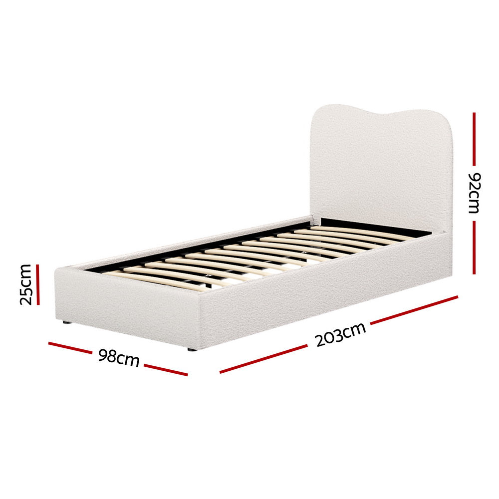 Artiss Bed Frame Single Size Boucle DARA - 0