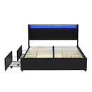 Artiss Bed Frame Double Size LED with 4 Drawers Black DUNN-3