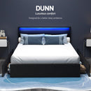 Artiss Bed Frame Double Size LED with 4 Drawers Black DUNN-4