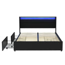 Artiss Bed Frame Queen Size LED with 4 Drawers Black DUNN-3