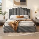 Artiss Bed Frame Double Size Velvet Grey FION-1