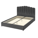 Artiss Bed Frame Double Size Velvet Grey FION-3