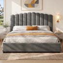 Artiss Bed Frame King Size Velvet Grey FION-1