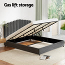 Artiss Bed Frame King Size Velvet Grey FION-4