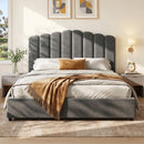 Artiss Bed Frame Queen Size Velvet Grey FION-1