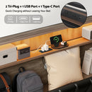 Artiss Double Bed Frame LED Storage Headboard with Charging Station Black-3