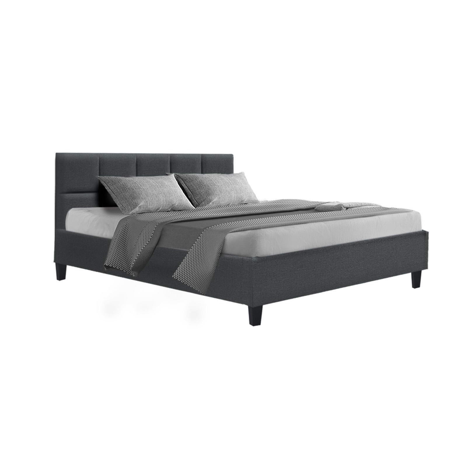 Artiss Tino Bed Frame Double Size Charcoal Fabric