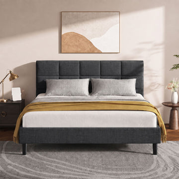 Artiss Tino Bed Frame Queen Size Charcoal Fabric