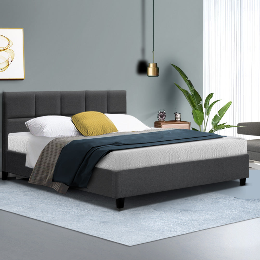 Artiss Tino Bed Frame Queen Size Charcoal Fabric